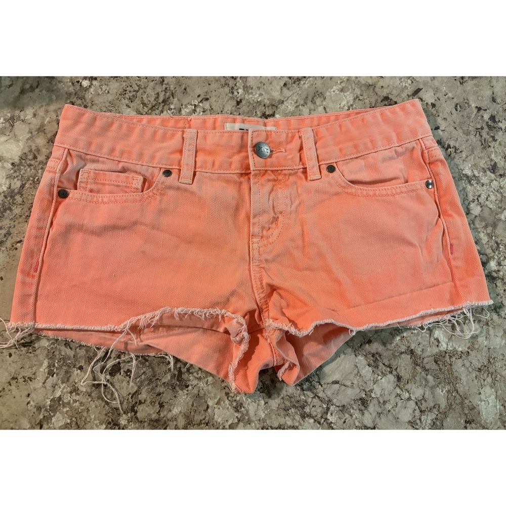 Victoria's Secret PINK Pink Coral Y2K Women's Denim Booty Shorts Distressed SZ 0